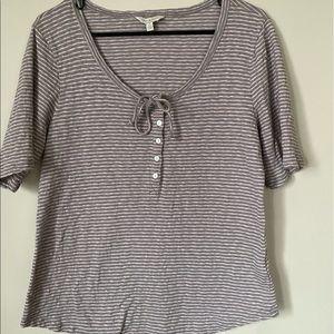 Lucky Brand Henley top - gray and pink striped - size medium